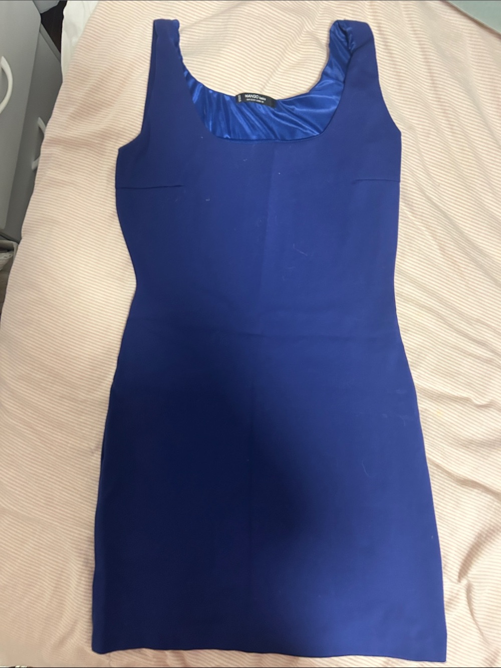 Mango Cobalt Blue Scoop Neck Mini Dress